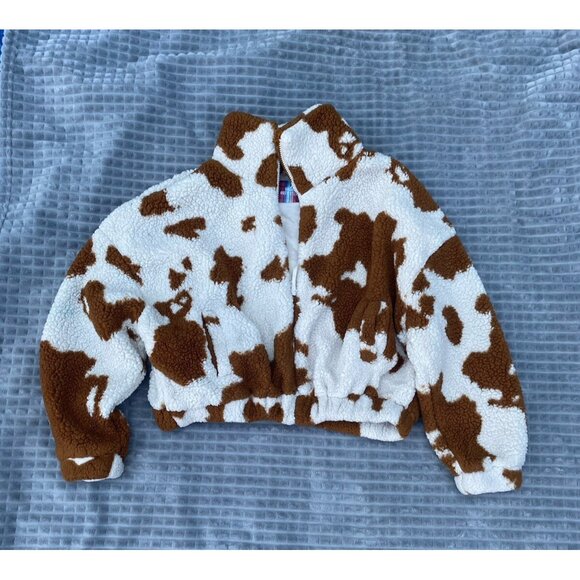 Urban Outfitters Olivia Sherpa Zip Up Crop Jacket Size Small UO - Picture 1 of 7
